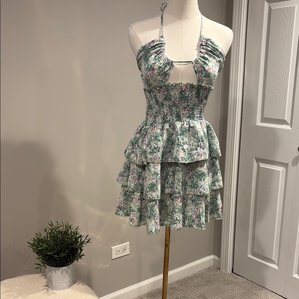 Floral Halter Mini-Dress